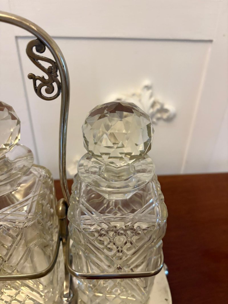 Antique Victorian Quality Silver Plated Tantalus - Image 6